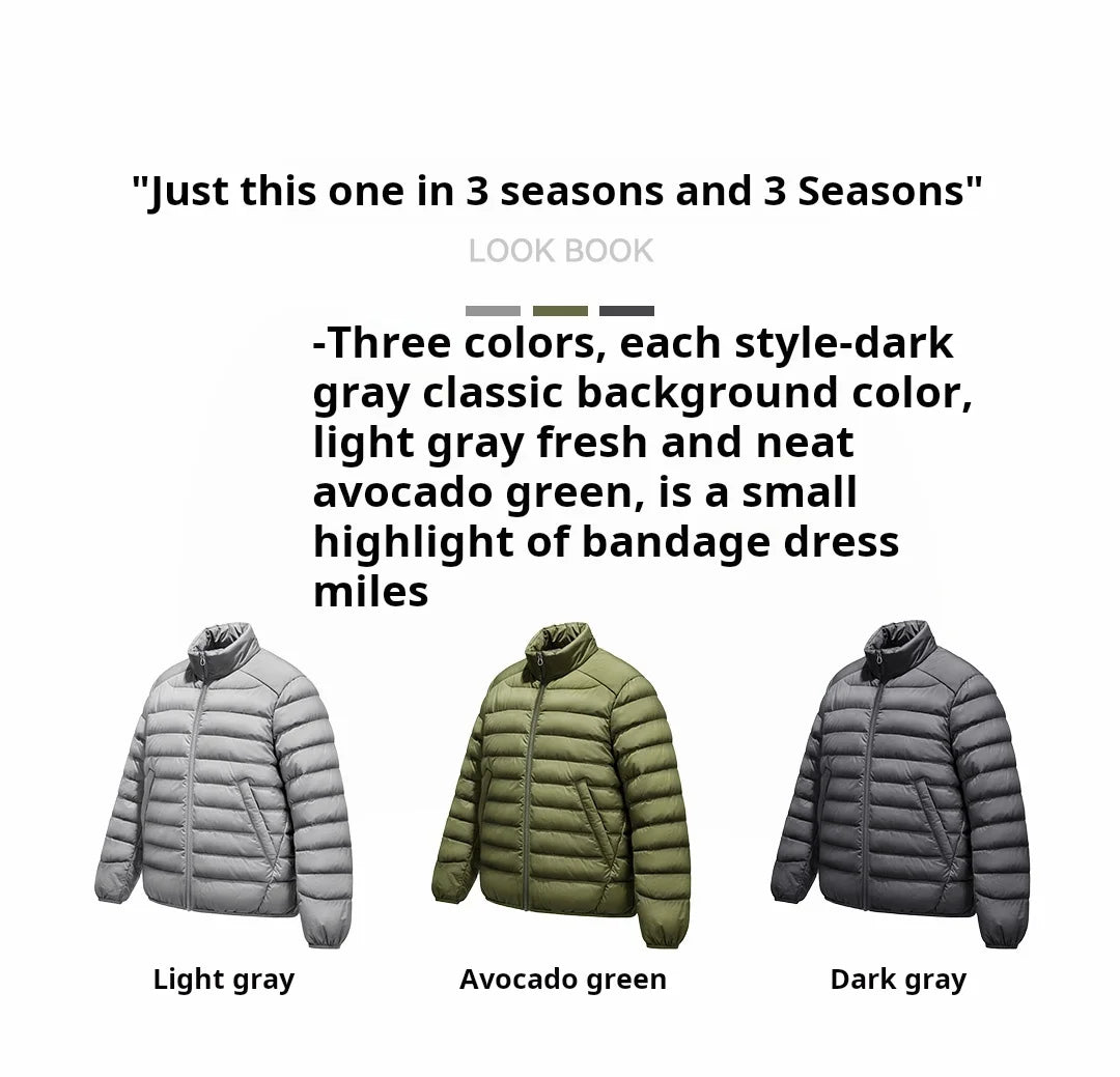 Maden Men's Lightweight Down Jacket | Stand Collar Puffer