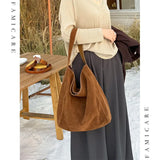 Frosted Suede Tote Bag – Large Capacity Shoulder Bag