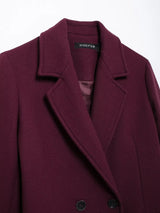 Elegant Burgundy Double-Breasted Long Coat