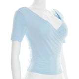 2026 New Women Cross V Neck Slim Waist Top Fashion Ins Style Top