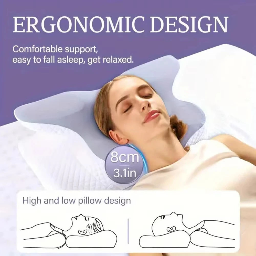 2026 New Solid Color Special-shaped Horn Pillow, Butterfly Pillow Memory Cotton Slow Rebound Neck Protection Sleep Pillow