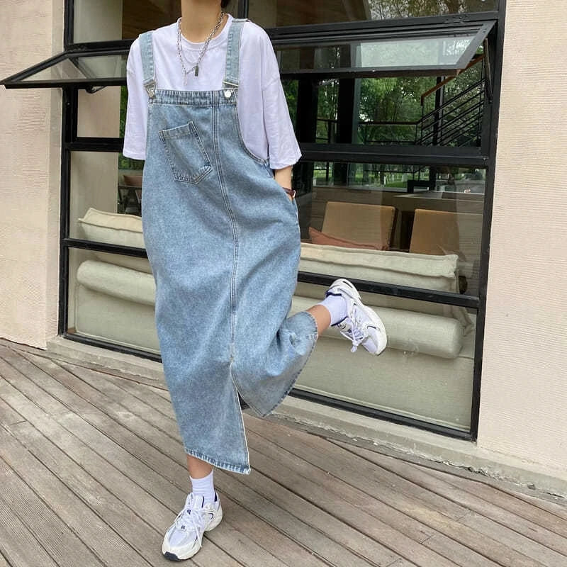 Women's Denim Spaghetti Strap Overall Dress