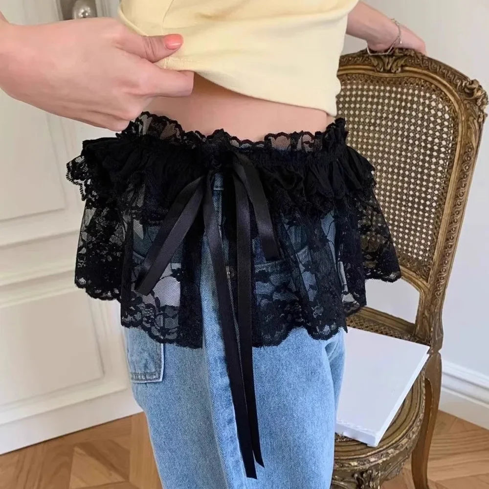Lace-Up Ruffle Mini Skirt for Playful Layering