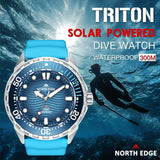 Stainless Steel Diving Watch Solar Energy Driven Quartz Watch Outdoor Waterproof Long Battery Life Rotatable Chronograph Ring
