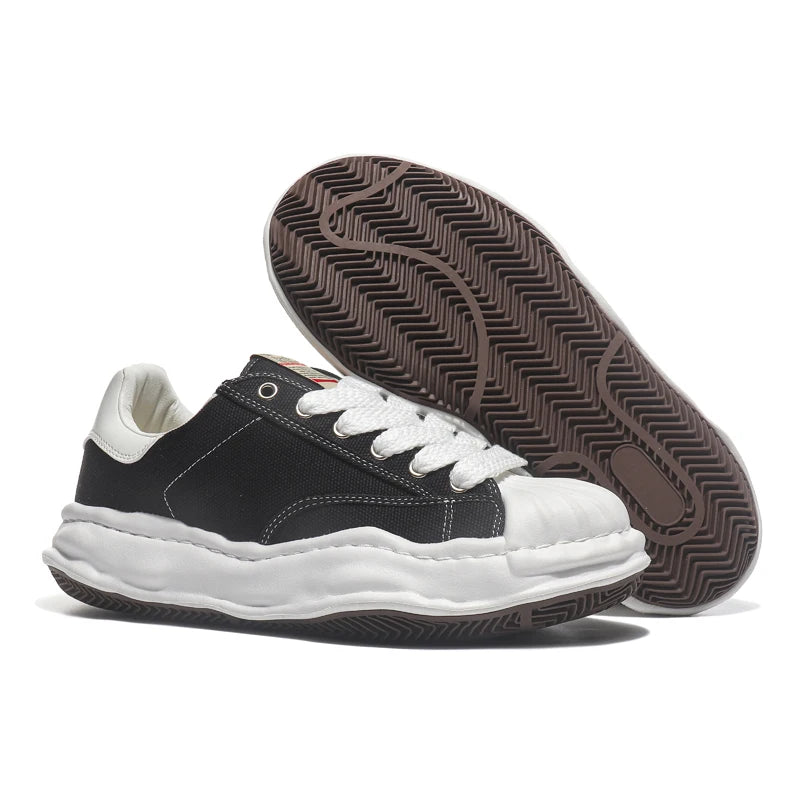 Unisex Thick Sole Board Sneakers — Breathable Lace-Up Casual Walking Shoes