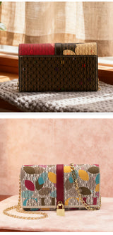 CH Women Crossbody Bag Floral Print Chain Shoulder Bag Fashion Designer Flap Bag Luxury PU Leather Purse For Daily Use