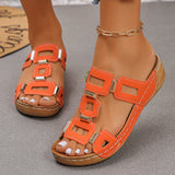 Women's Wide-Fit Roman Sandals — Open Toe Wedge Beach Shoes