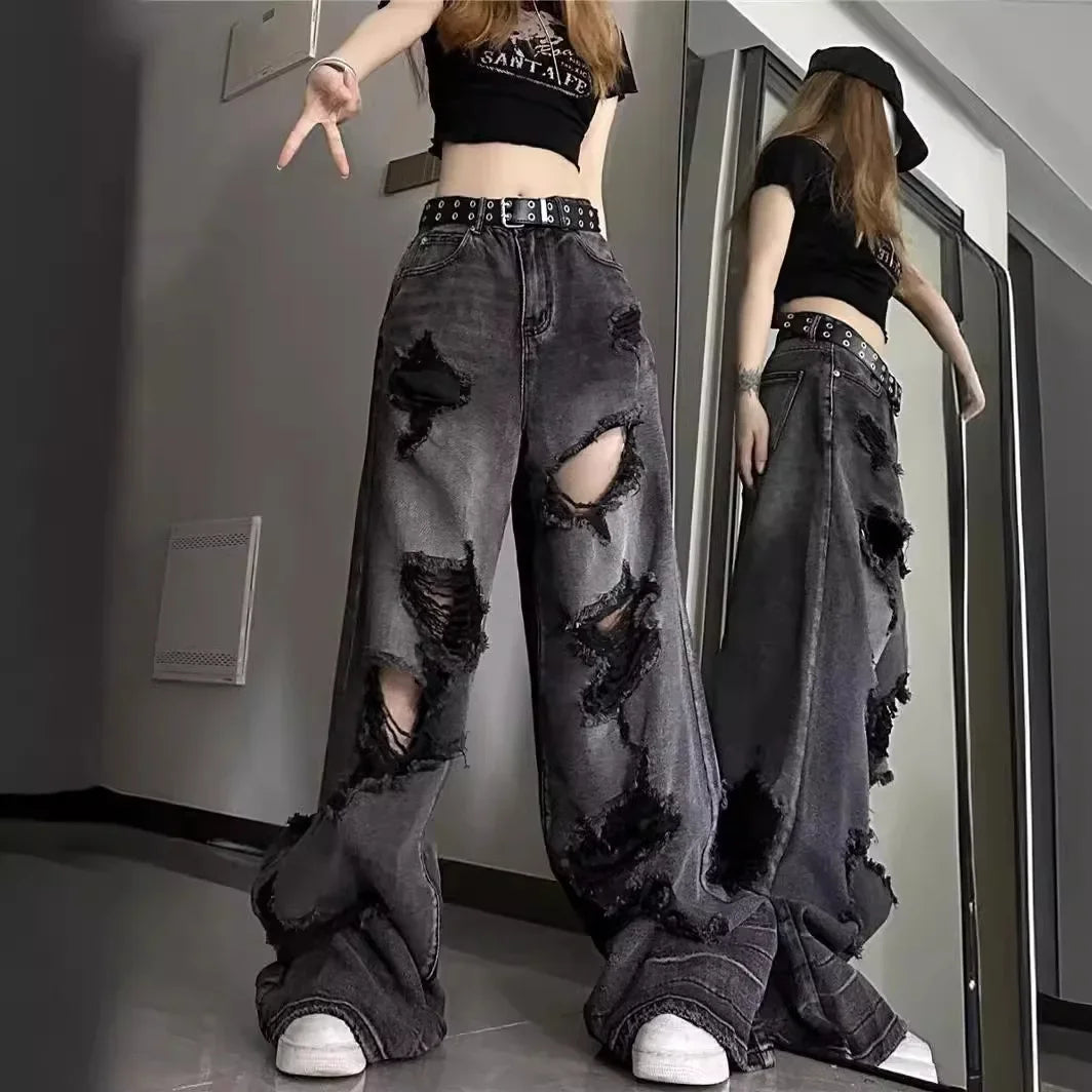 American Style Ripped Bell-Bottom Jeans