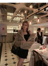 Women's Faux Fur Winter Jacket with Pockets