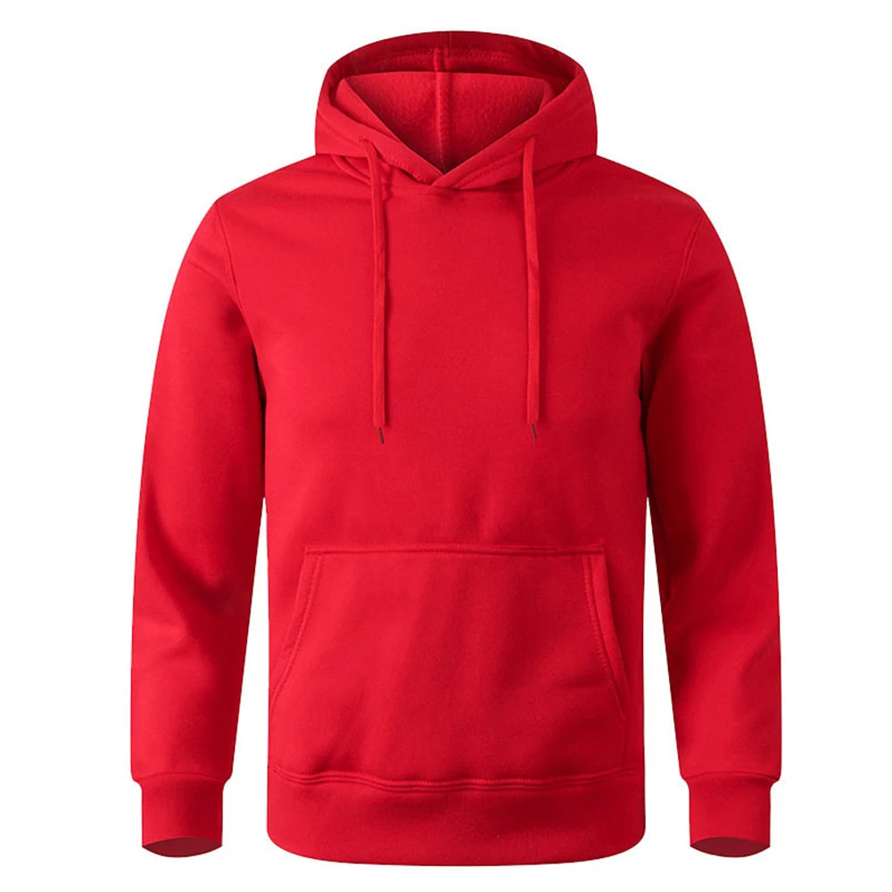Men's and Women's Warm Sweatshirt Casual Solid Color Streetwear Pullovers Sport Fitness Pocket Hoodies Multi Color
