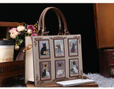 Vintage Luxury Leather Tote – Designer Cat Embroidery Shoulder Bag