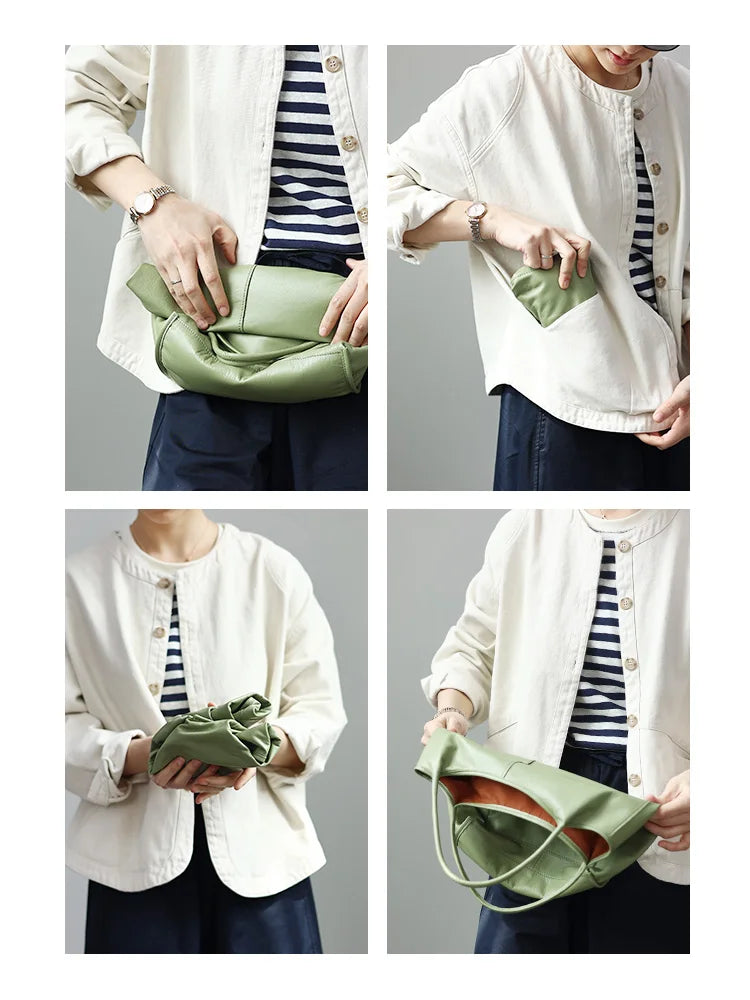 Women Genuine Leather Tote Luxury Light Weight And Comfortable To Use Handbag Colorful Soft Shopping Bags