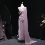 Sharon Said One-Shoulder Draped Chiffon Evening Gown SF199