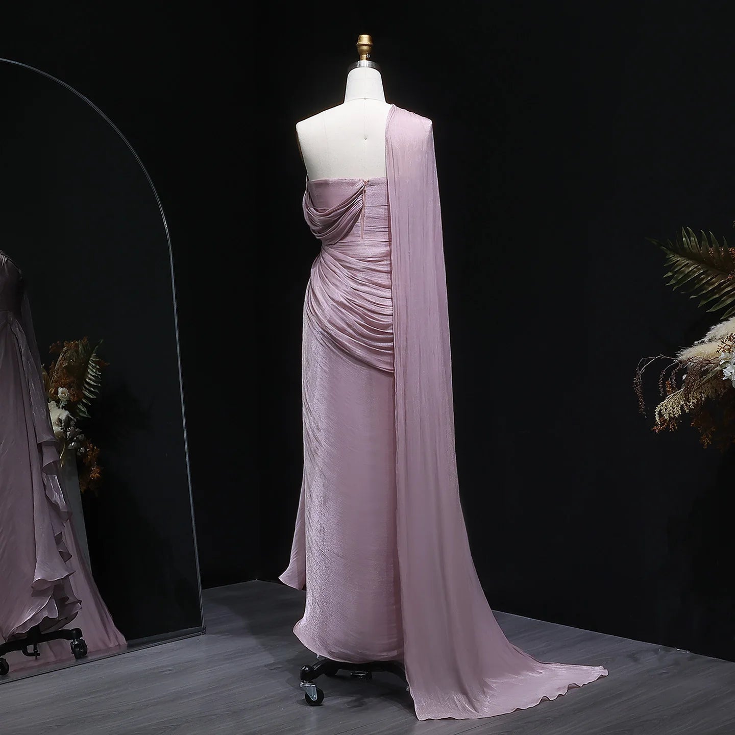 Sharon Said One-Shoulder Draped Chiffon Evening Gown SF199