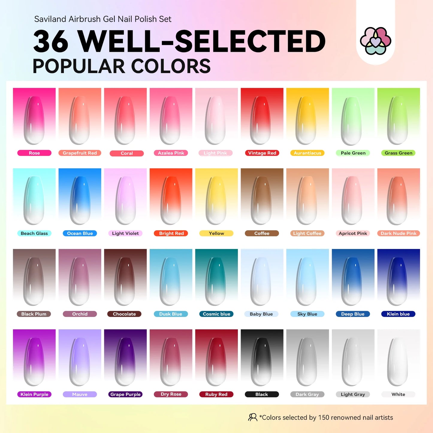 SAVILAND 36-Color Airbrush Gel Nail Polish Set – No Dilution