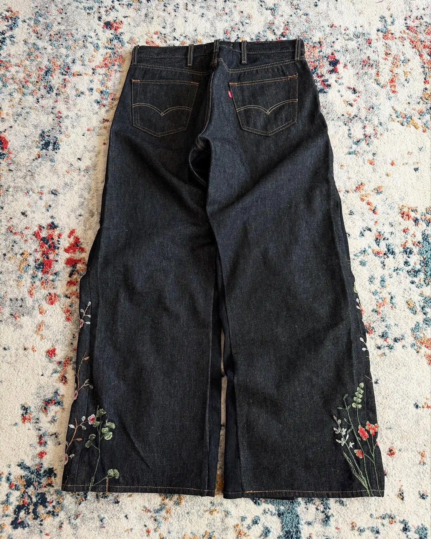 Y2K Floral Embroidery Baggy Jeans
