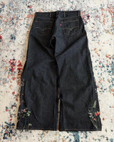 Y2K Floral Embroidery Baggy Jeans