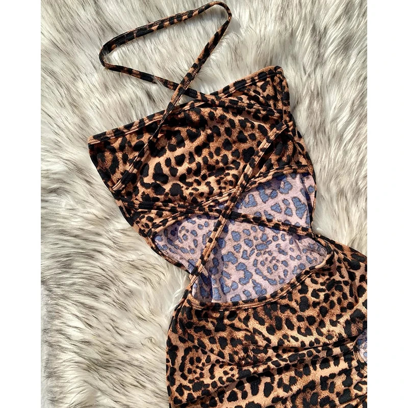 Elegant Leopard Print Strapless Mini Dress