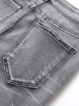 Men's Ripped Patchwork Stretch Denim Jeans | Streetwear
