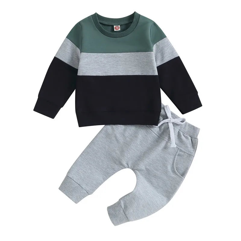 RUEWEY Baby Boy 2-Piece Autumn Sweatshirt & Jogger Set