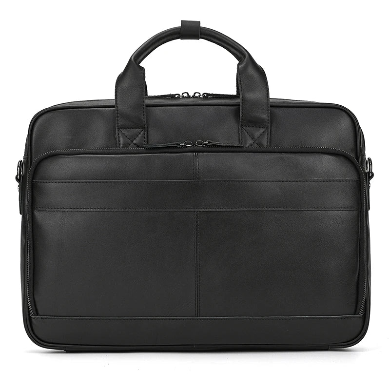 Men Briefcase Genuine Leather Laptop Bag 14 15.6" PC Doctor Lawyer Computer Bag Cowhide Male Briefcase Leather Men Business Bag