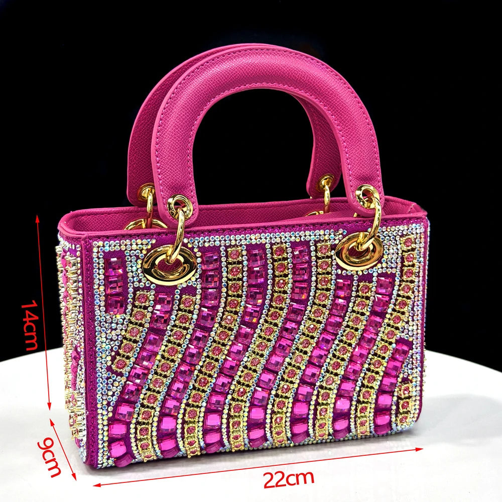 Rhinestone Pointed-Toe Slingback Heels & Bag Set