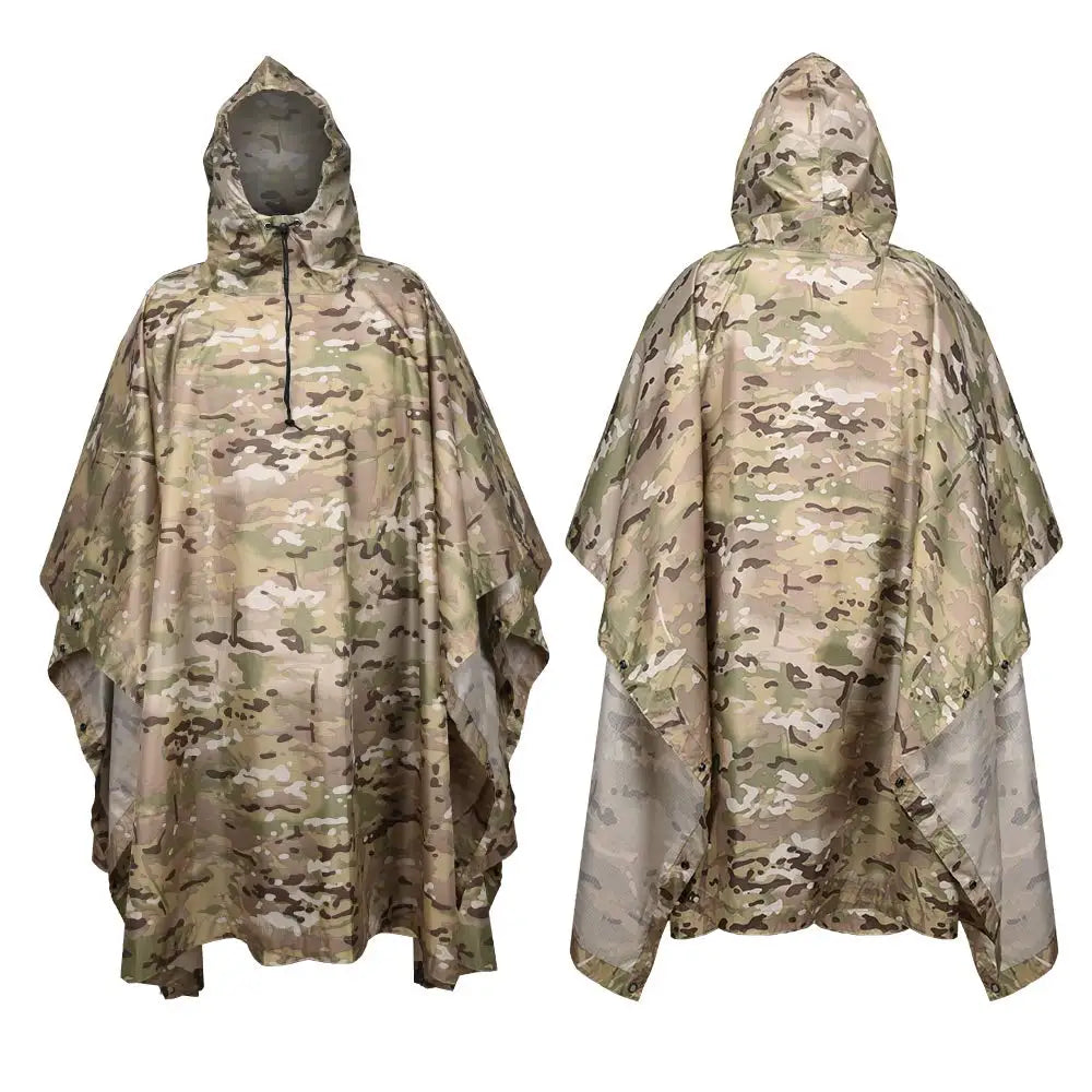 Tactical Camo Raincoat – Packable Waterproof Poncho