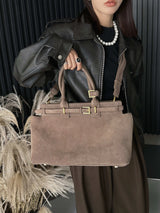 Motingsome 100% Natural Suede Bag Women Tote Luxury Designer Bags Roomy Casual Tote Crossbody Fashionable Handbag and Purses New
