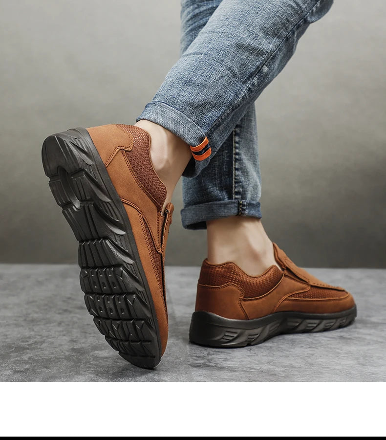 Men Leather Casual Shoes Breathable Loafers Men Sneakers New Male Comfortable Leather Flat Footwear Sneakers Men Shoes