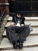 Women's Black Gothic Cargo Jeans – Baggy Harajuku Denim