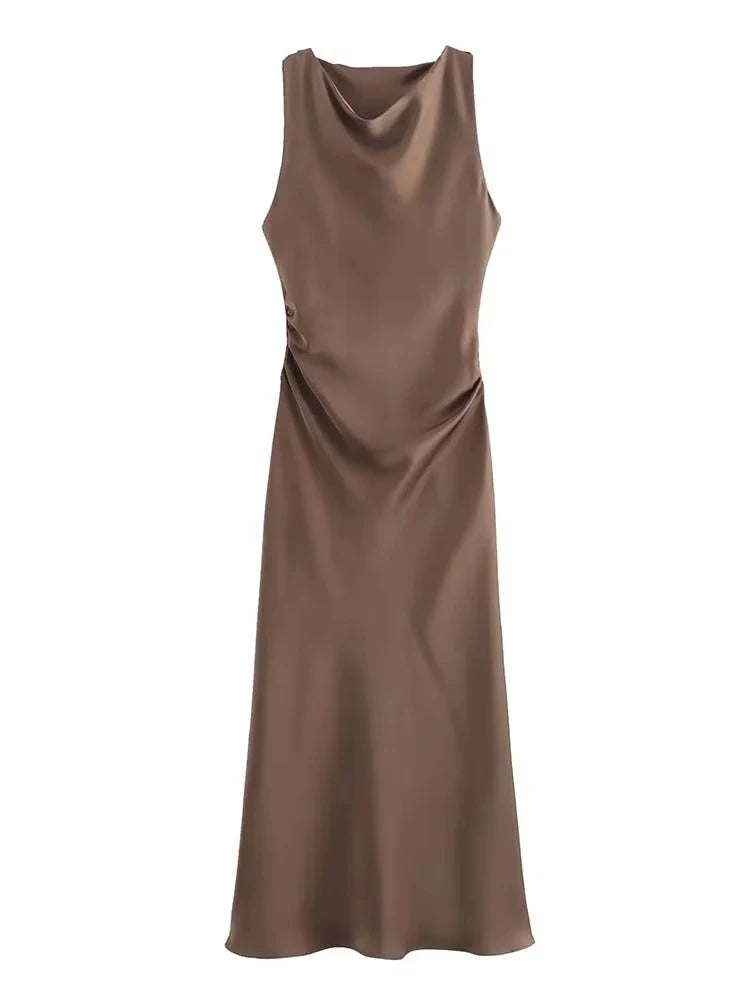 Elegant Satin Summer Slip Dress | Chic Evening Midi for Women