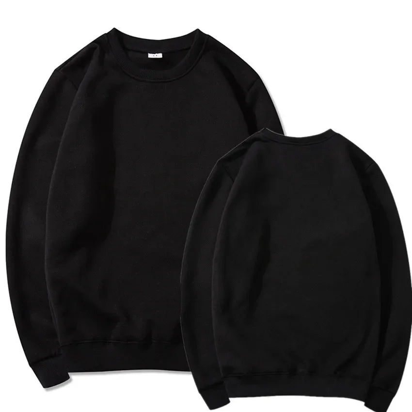 Korean Fashion Men's Round Neck Sweatshirts Autumn Long Sleeves Vacation Pullovers Tops Casual Popular Man Solid Sweat Shirts