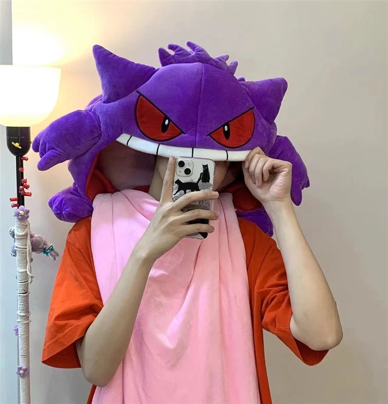 Cute Pokemon Gengar Kirby Headgear Doll Sleep Pillow Anime Integrated Dual Purpose Small Quilt Pet Sleeping Blanket Toy Figure