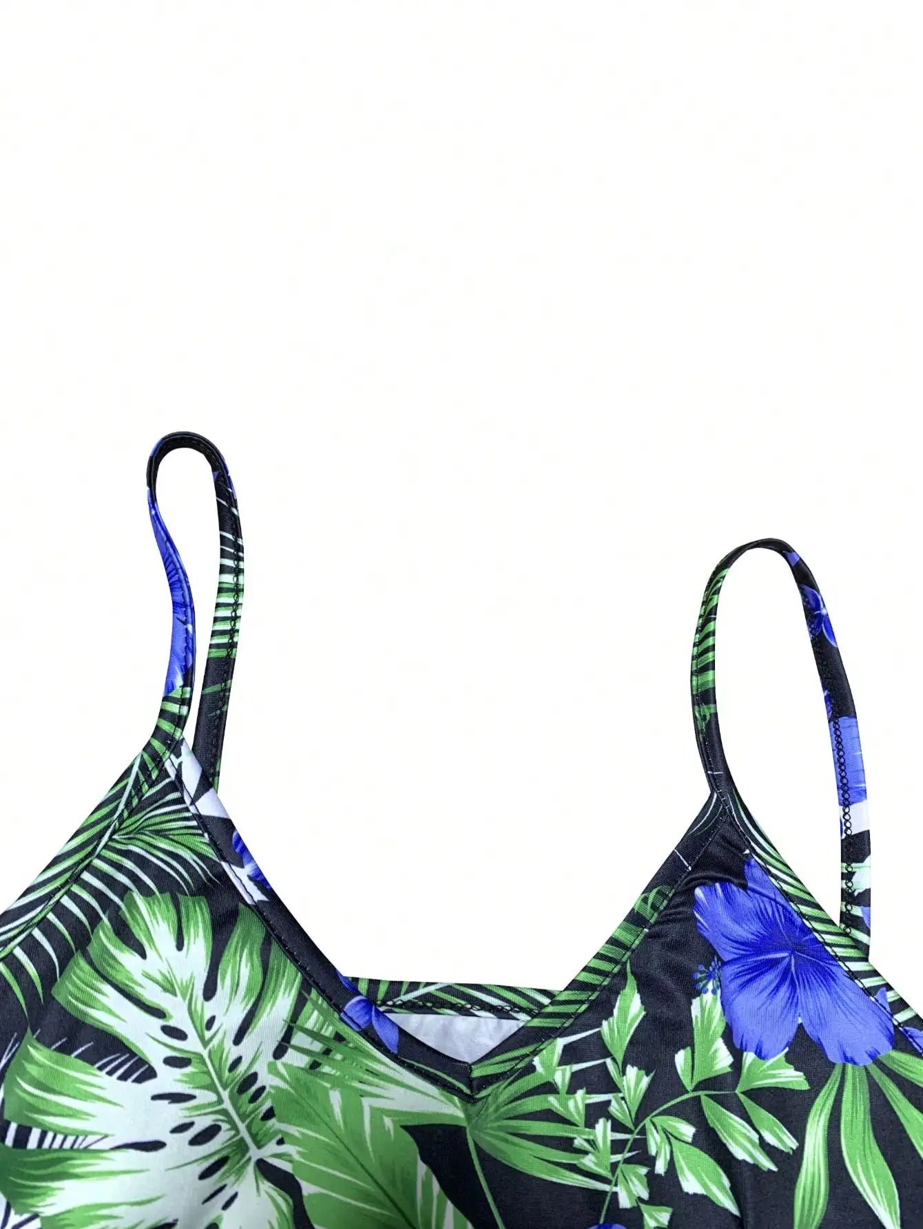 Tropical Print V-Neck Summer Maxi Dress