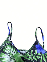Tropical Print V-Neck Summer Maxi Dress