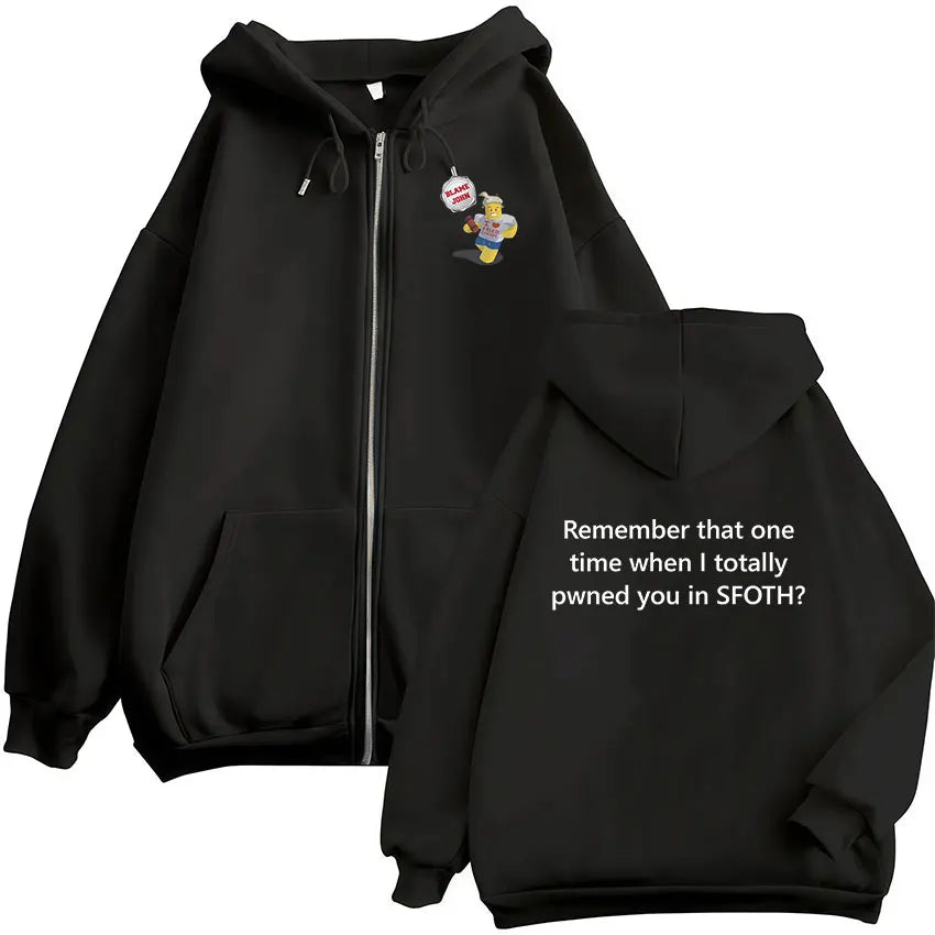 Blame John Meme Oversized Zip-Up Hoodie