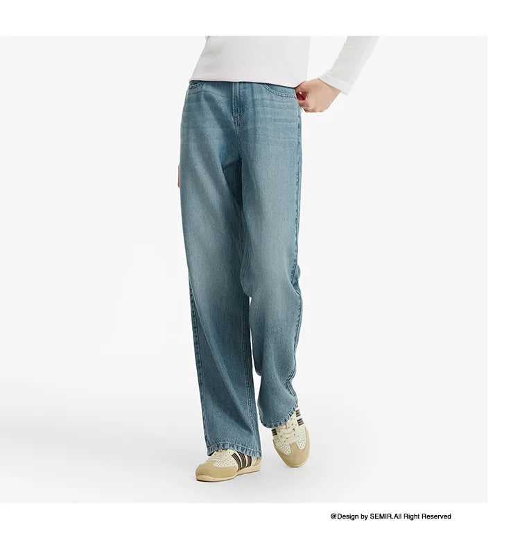 Women's Soft Denim Mid-Rise Wide-Leg Jeans