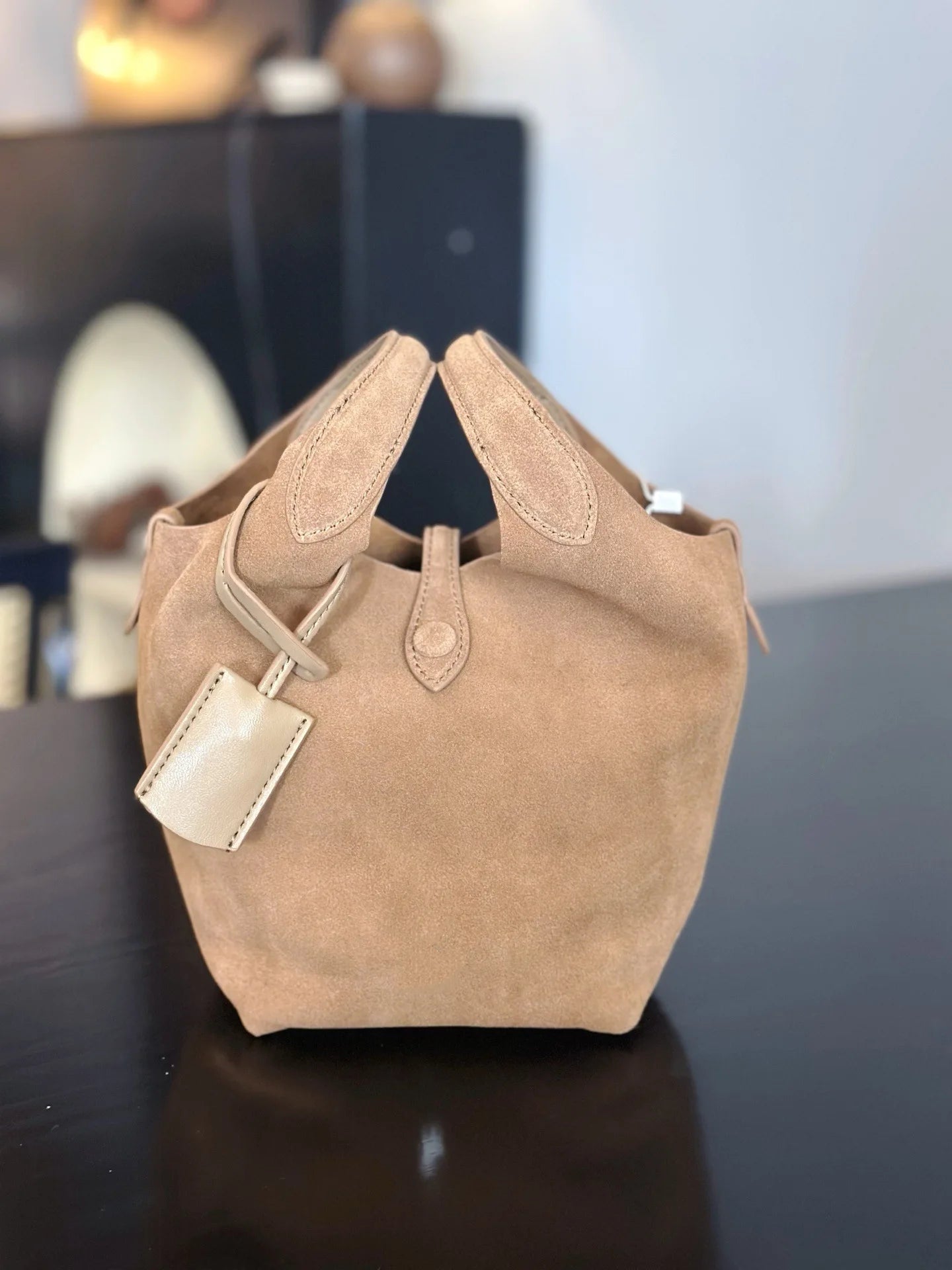 FIRMRANCH European And American Trend Cute Hand-Held Basket Ladies' Bucket Single Shoulder Cross-Body Bag Genuine Leather Purse
