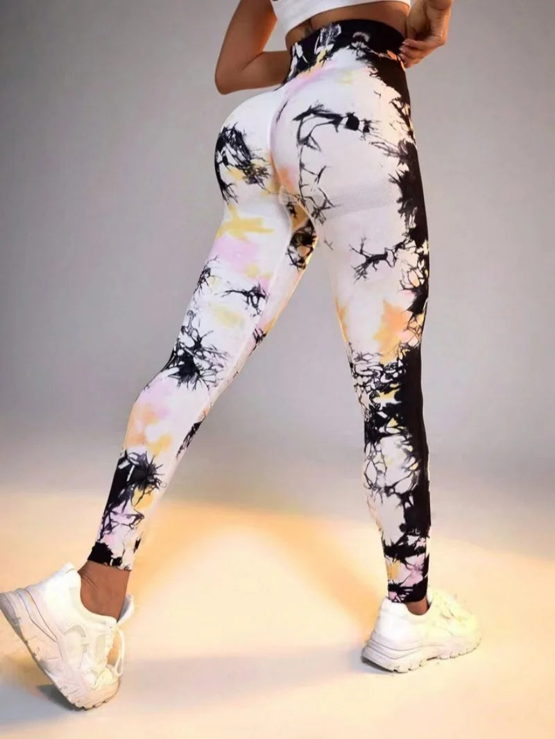 Women's 3D Tie-Dye Seamless Push-Up Leggings