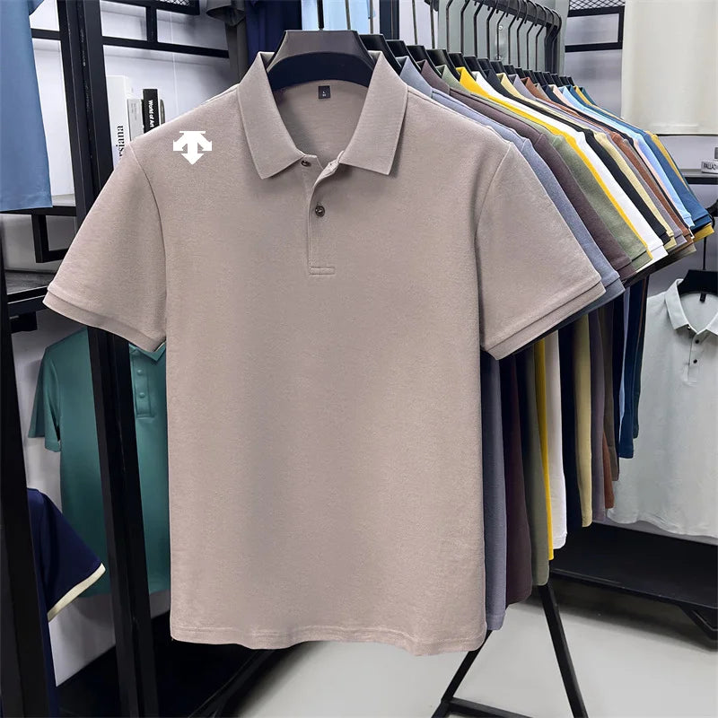 Men's Luxury Cotton Polo | Geometric Print Summer Shirt