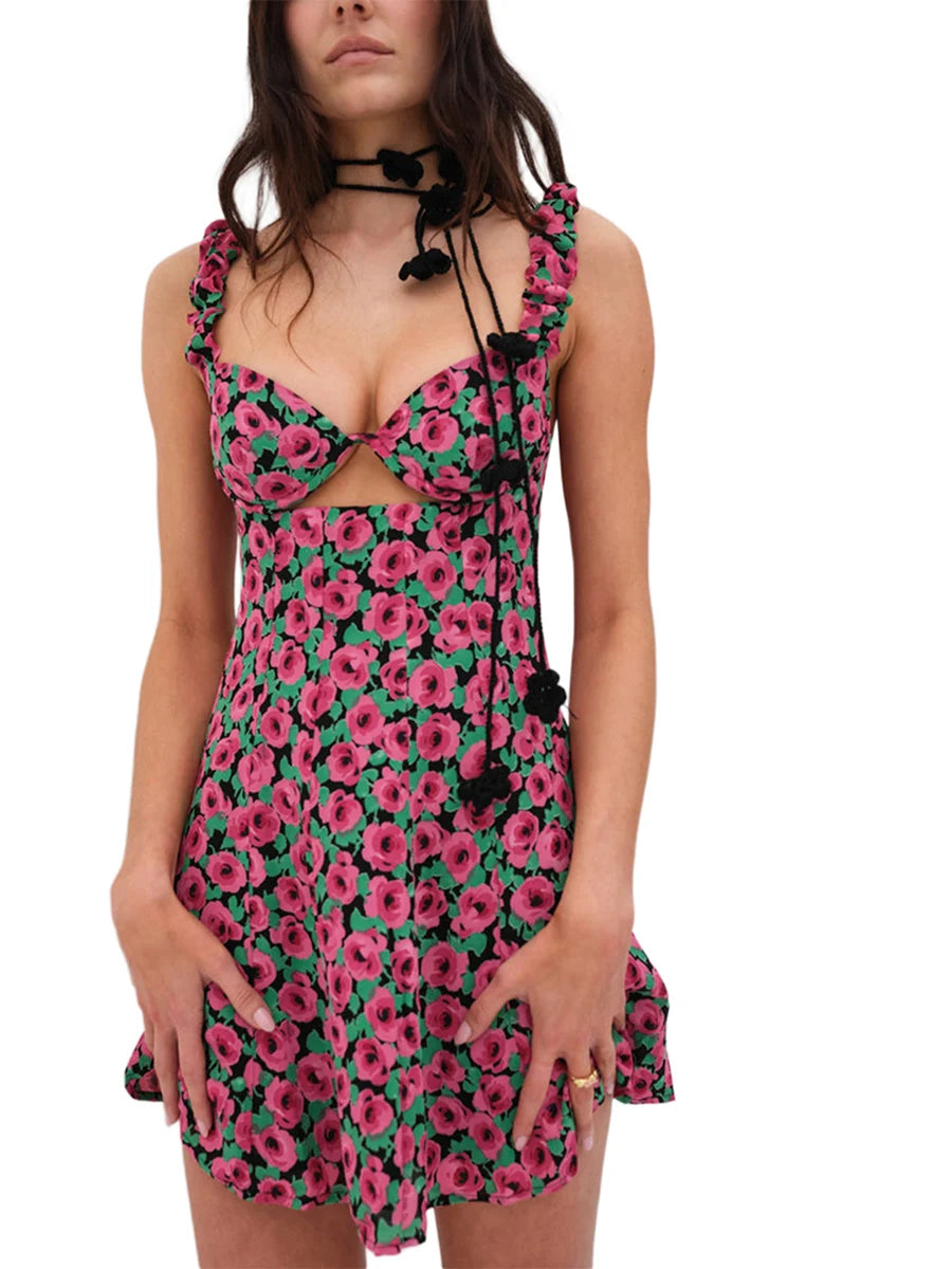 Women's Sweetheart Floral Mini A-Line Dress