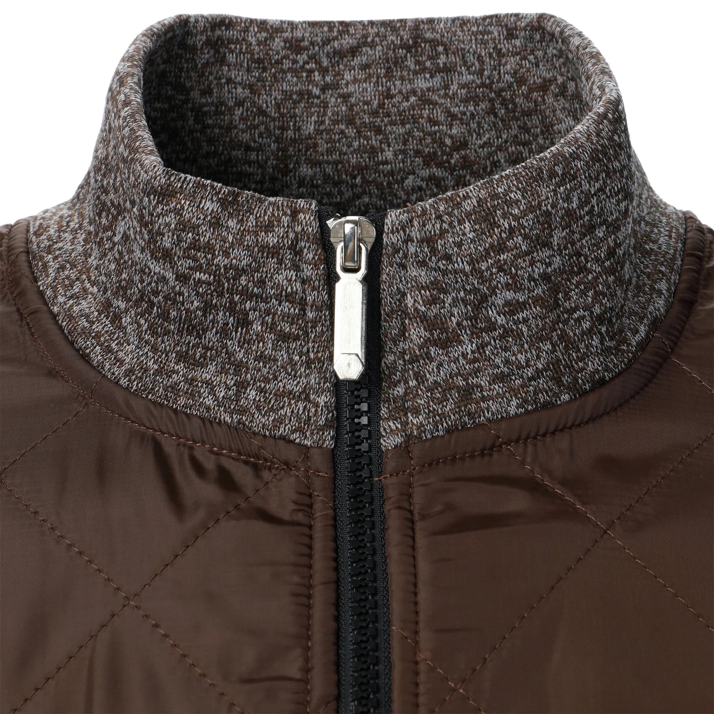 Men's Autumn/Winter Zip-Up Knit Jacket – Striped Check Stand Collar Sweater Coat