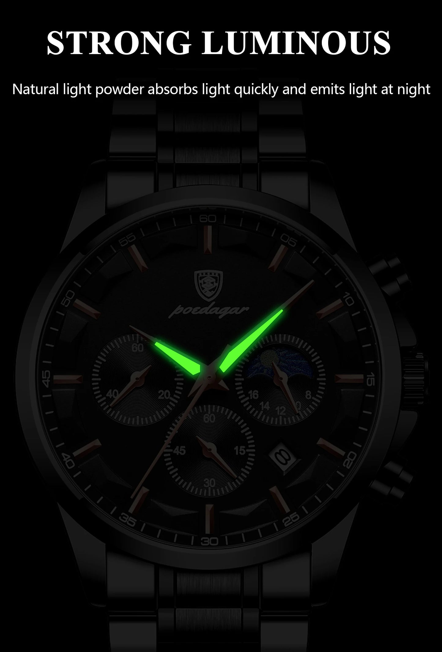 POEDAGAR 928 Men's Luxury Chronograph Watch | Luminous & Waterproof