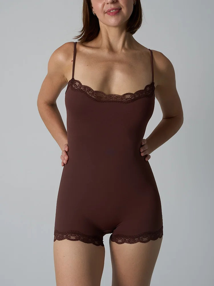 Lace Patchwork Fitness Bodysuit