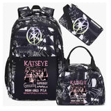 Hot Katseye Funny Print Backpacks WIth Lunch Bags Multi-pocket Camouflage Teens Travel Laptop Backpack Women School Bag Mochila