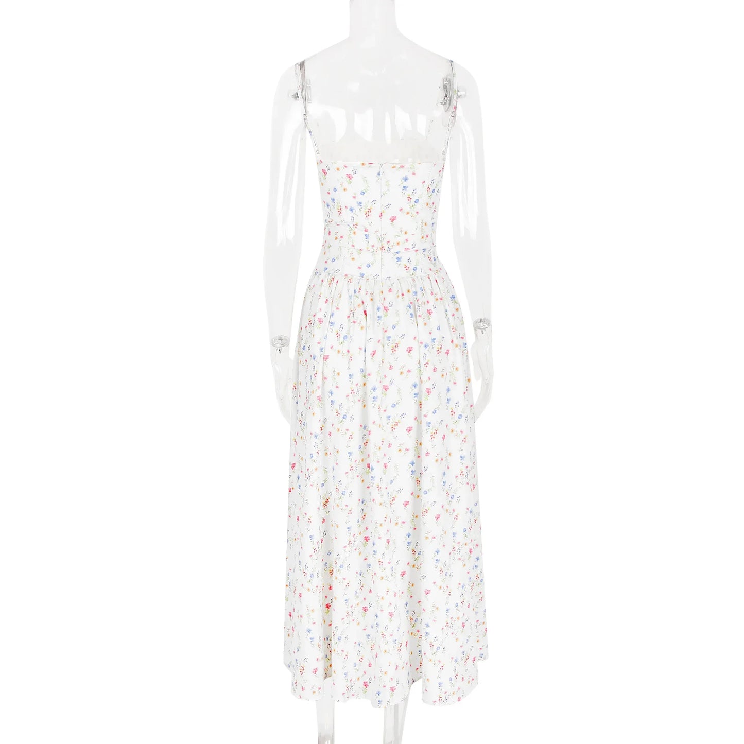 Floral Print Spaghetti Strap Midi Sundress - Elegant Boho Chic Summer Beach Dress