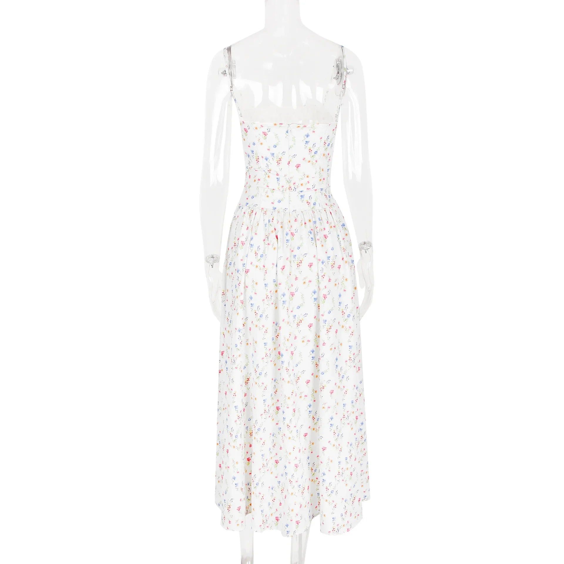 Floral Print Spaghetti Strap Midi Sundress - Elegant Boho Chic Summer Beach Dress