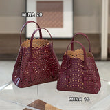 New Tote Bag French Cowhide Handmade Bag Niche Laser Engraved Hollow Leather Vegetable Basket Bag Casual Versatile Temperament