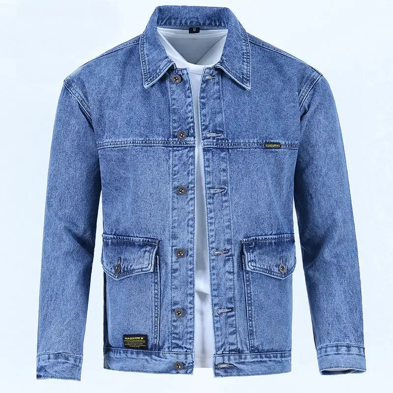Men's Stylish Blue Denim Jacket – Loose Fit Casual Y2K Jean Coat (USA Made)
