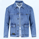 Men's Stylish Blue Denim Jacket – Loose Fit Casual Y2K Jean Coat (USA Made)